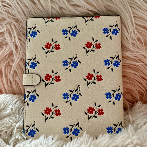 NEW Coach Refined Pebble Leather Chalk Multi Floral Print Notebook Journal - Picture 14 of 15